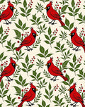 Crimson Cardinal Berry Botanical Illustration Rug