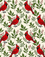 Crimson Cardinal Berry Botanical Illustration Rug