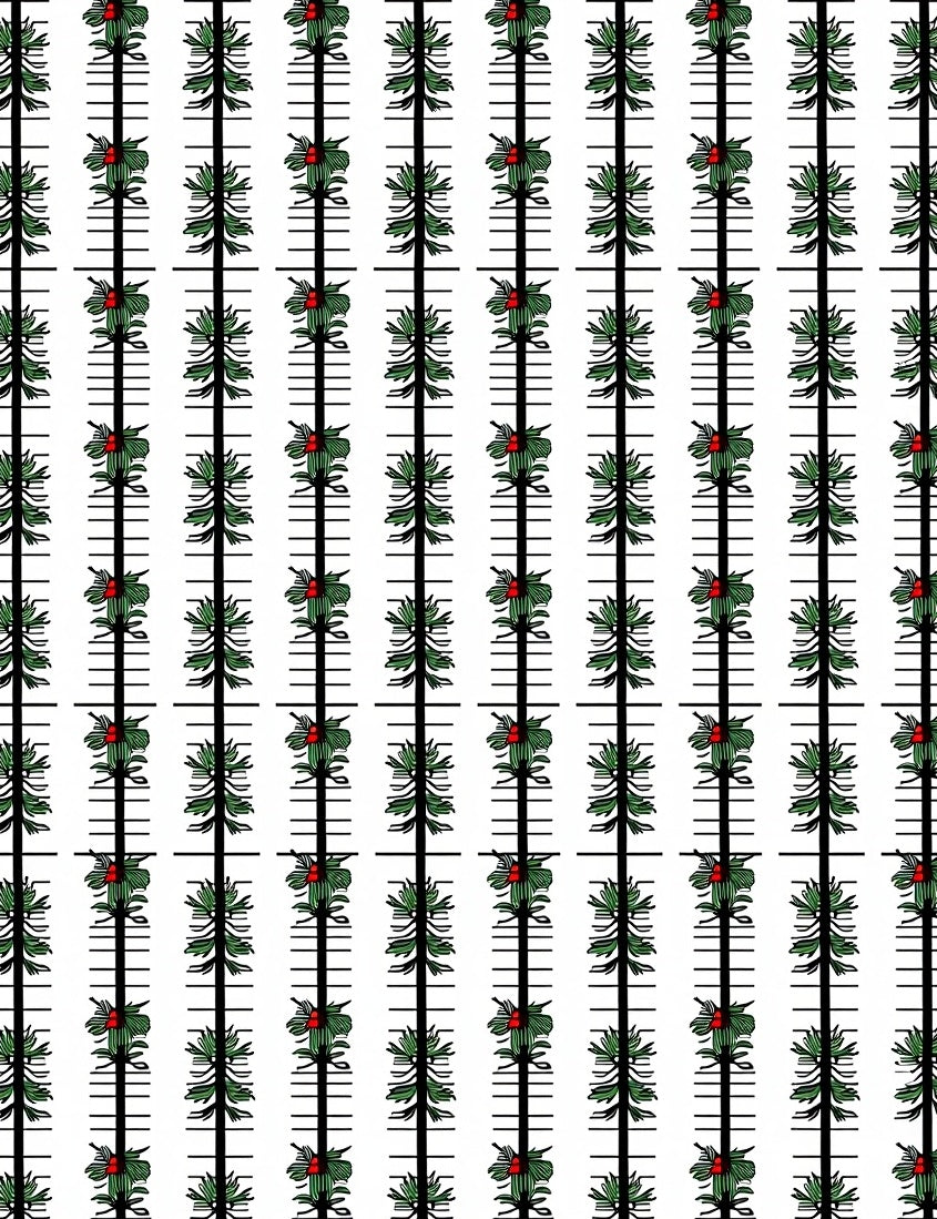 Vertical Green Pine Berry Stripes Rug
