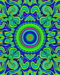 Psychedelic Blue Green Abstract Mandala Rug