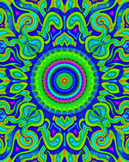 Psychedelic Blue Green Abstract Mandala Rug