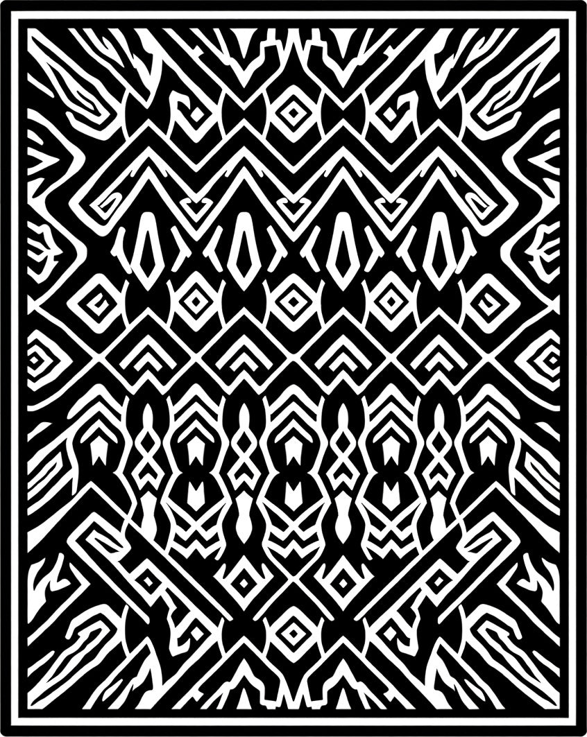 Black White Abstract Geometric Tribal Rug