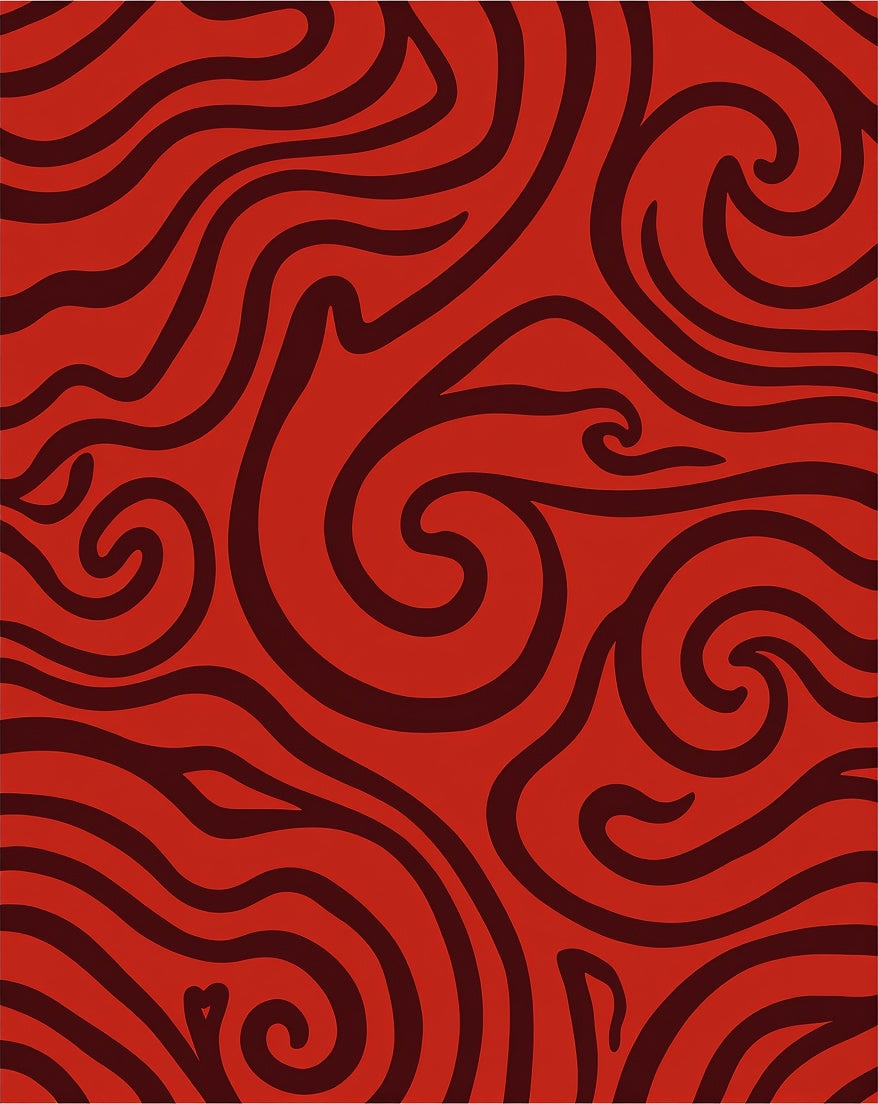 Crimson Swirl Abstract Contemporary Rug