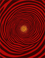 Crimson Yellow Swirl Vortex Rug