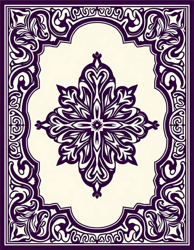 Deep Plum Ornate Floral Medallion Rug