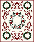 Crimson Wreaths and Abstract Figures Rug
