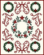 Crimson Wreaths and Abstract Figures Rug