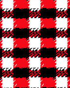 Bold Red Black White Houndstooth Check Rug