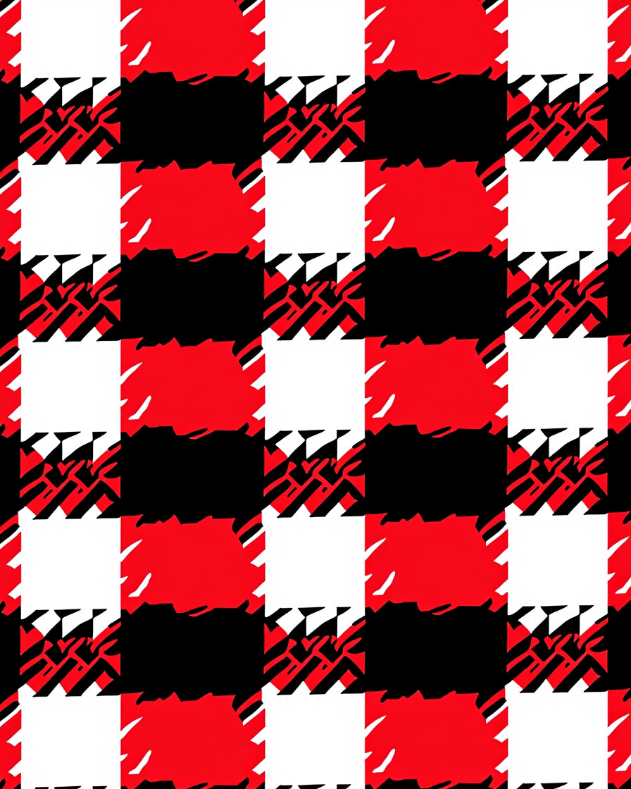 Bold Red Black White Houndstooth Check Rug