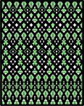 Black Lime Green Detailed Leaf Geometric Rug