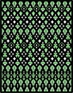 Black Lime Green Detailed Leaf Geometric Rug