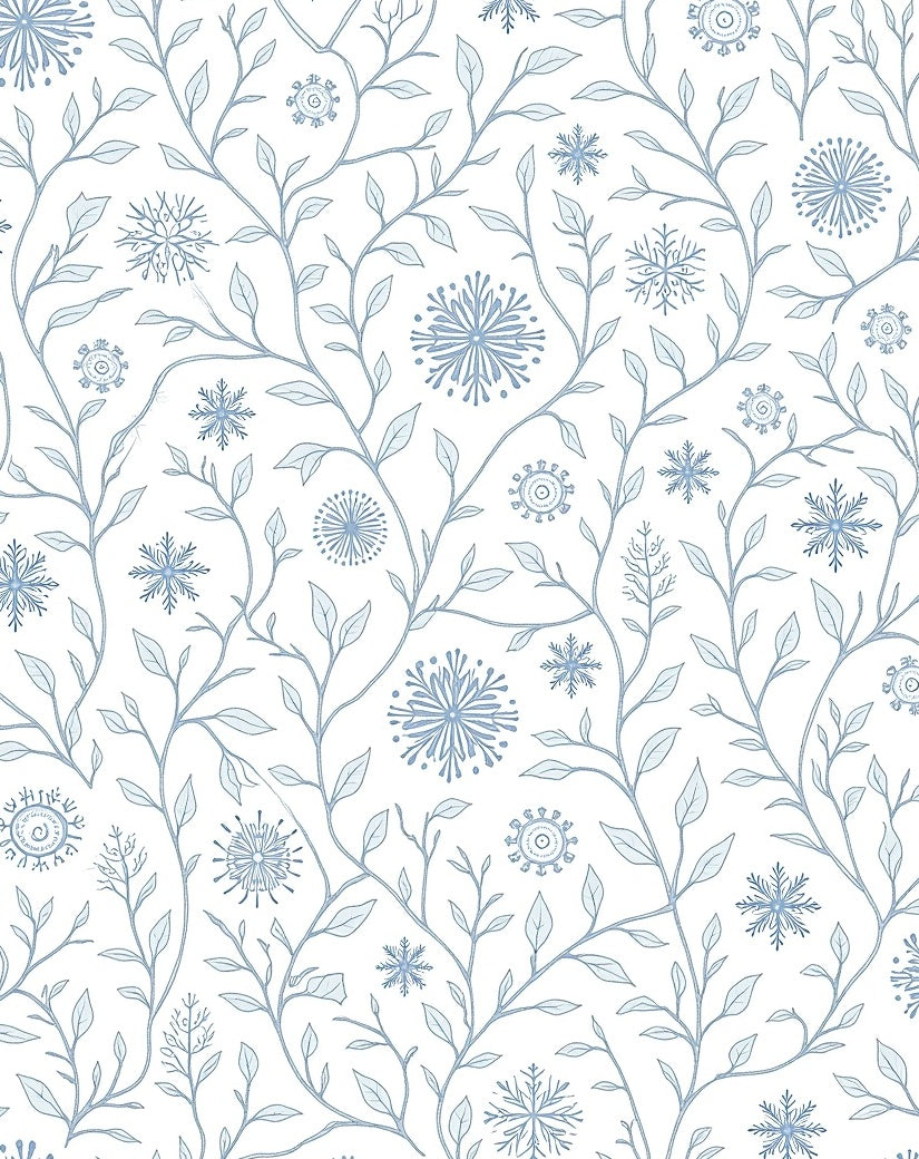 Light Blue Snowflakes Vines Rug