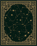 Cosmic Dark Green Constellation Swirl Rug