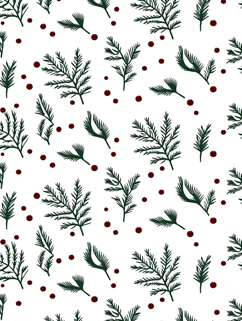 Dark Green Pine Sprigs Red Dot Rug