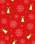 Golden Bells White Snowflakes Red Rug
