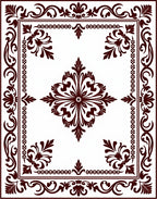 Dark Red Traditional Floral Scroll Rug