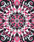 Vibrant Pink Black Abstract Mandala Rug