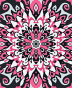 Vibrant Pink Black Abstract Mandala Rug