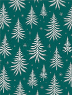 White Pine Trees Teal Snowflakes Rug