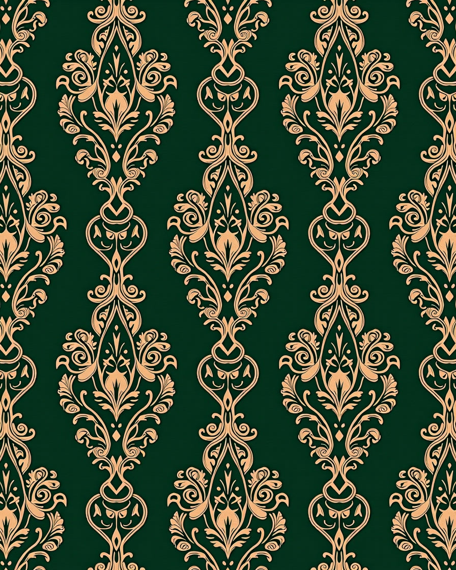 Emerald Gold Ornate Scroll Rug