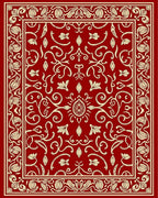 Crimson and Gold Floral Medallion Rug