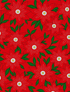 Vibrant Red Daisy Floral Arrangement Rug