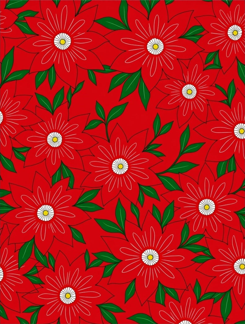 Vibrant Red Daisy Floral Arrangement Rug