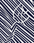 Navy White Geometric Angled Stripe Rug