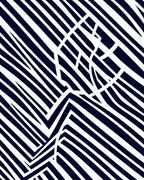 Navy White Geometric Angled Stripe Rug