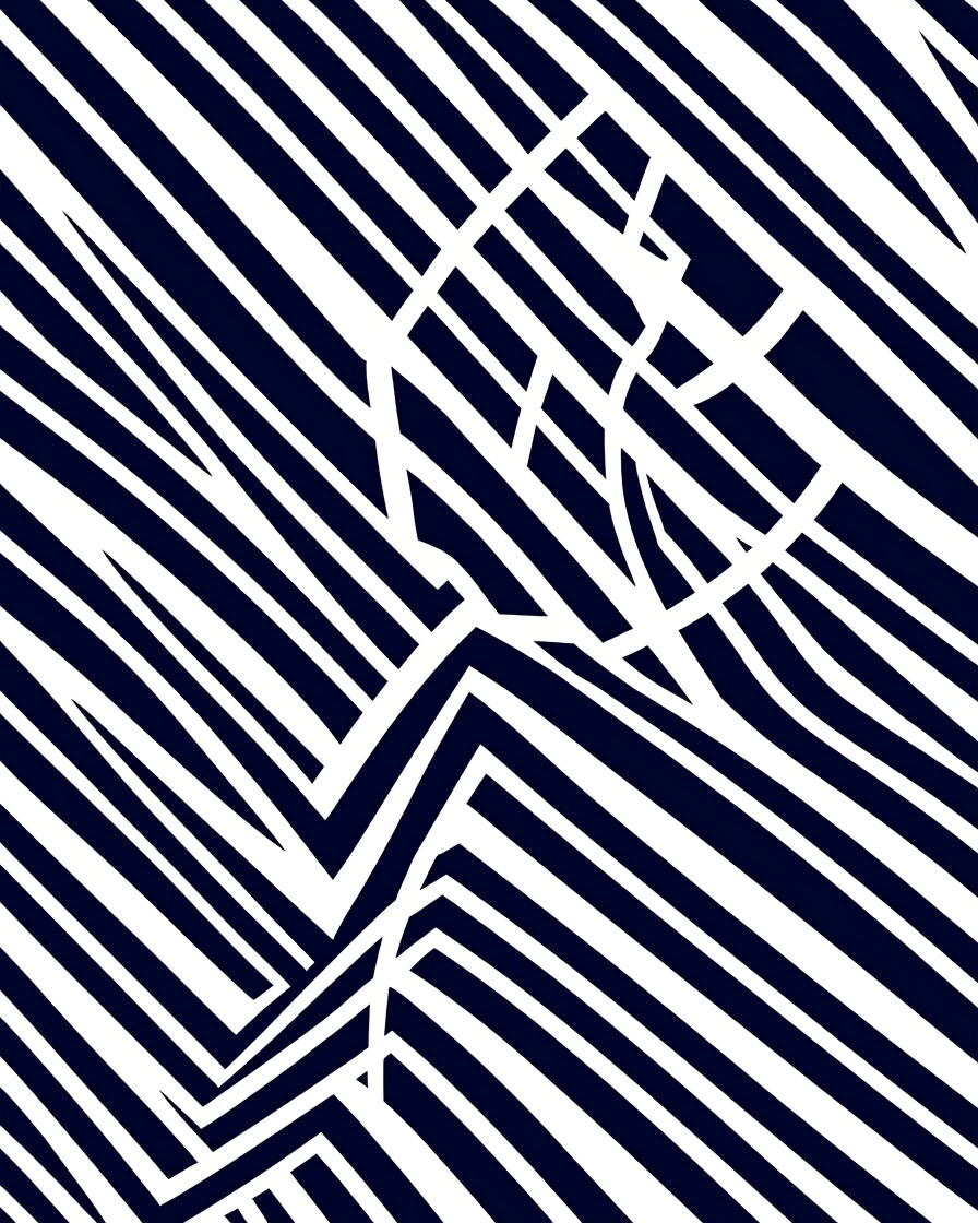 Navy White Geometric Angled Stripe Rug
