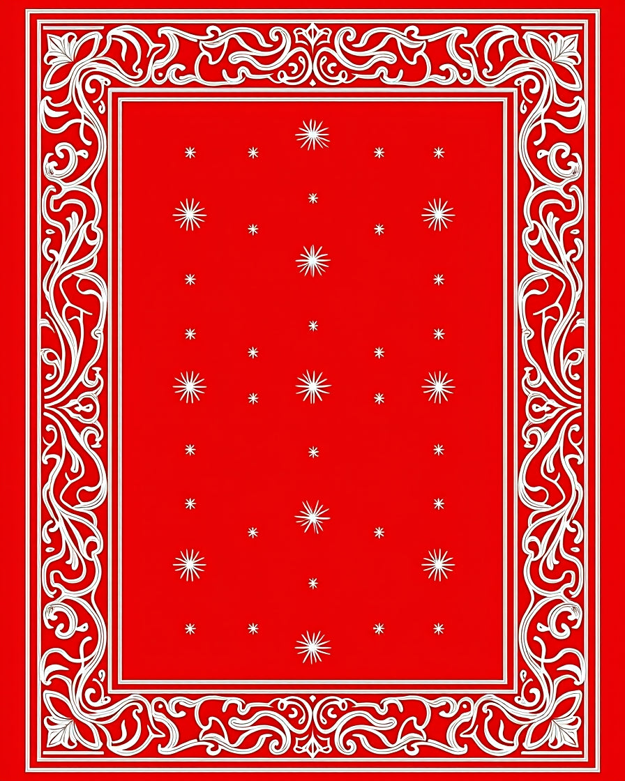 Crimson White Starburst Border Rug