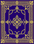 Royal Blue Gold Baroque Medallion Rug