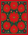 Bold Red Poinsettia Green Border Rug