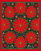 Bold Red Poinsettia Green Border Rug