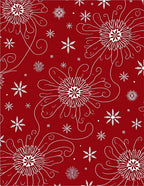 Crimson White Floral Snowflake Scatter Rug