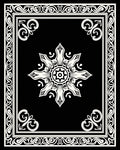 Elegant Black White Medallion Border Rug