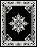 Elegant Black White Medallion Border Rug