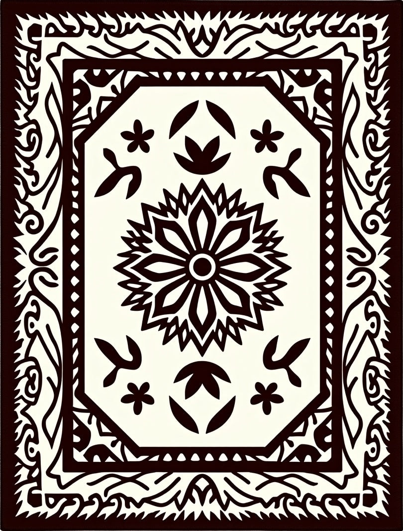 Dark Sepia Floral Sun Garden Rug