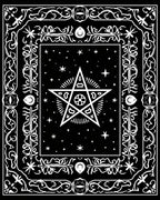 Mystical Black Starburst Pentagram Rug