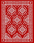 Classic Red White Floral Medallion Rug