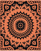 Coral Black Intricate Mandala Rug
