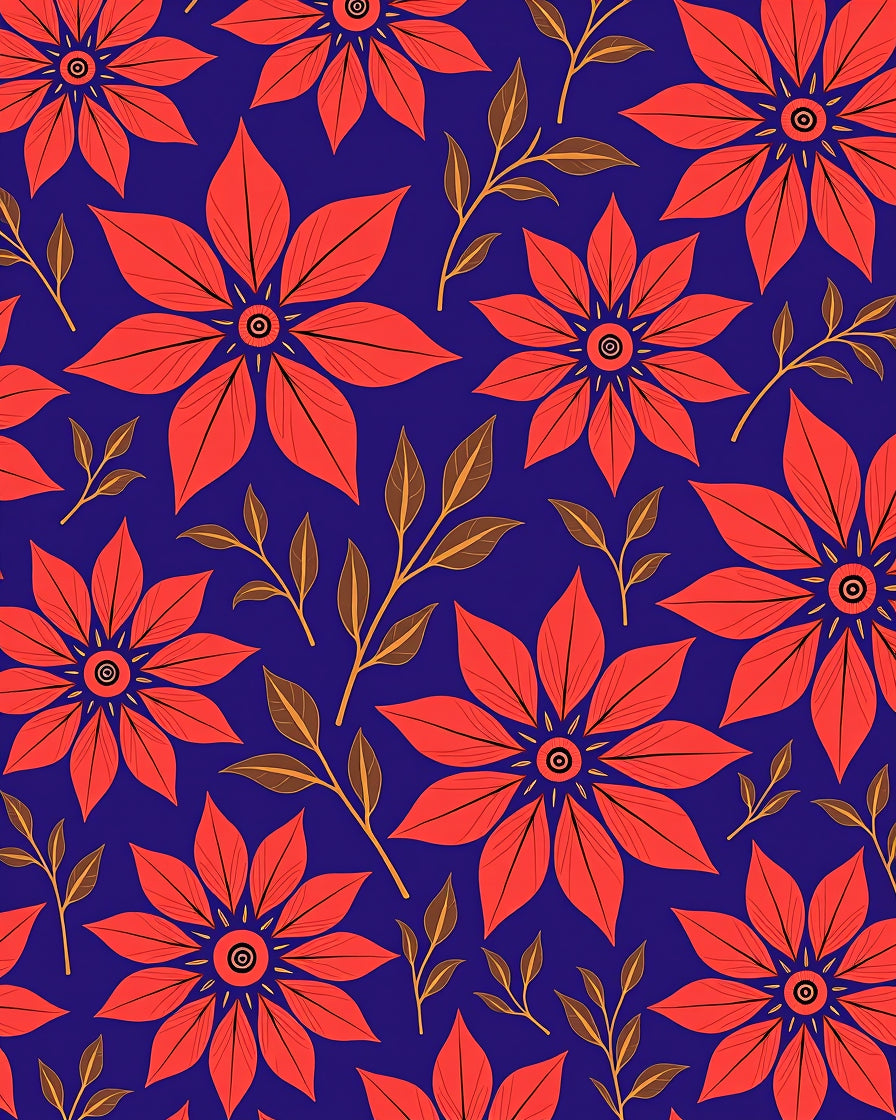Crimson Floral Starburst Navy Rug