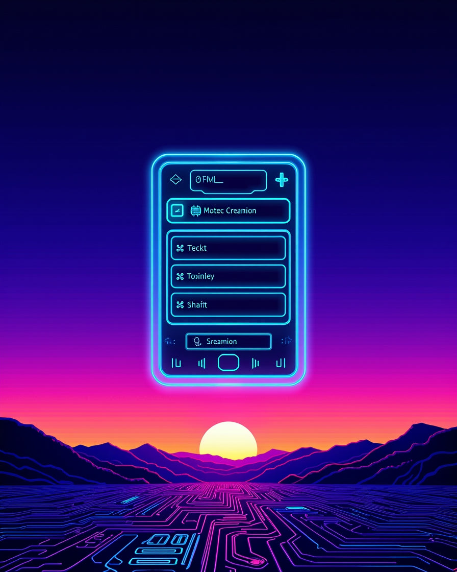 Neon Cyberpunk Horizon Interface Rug
