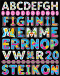 Psychedelic Alphabet and Numbers Collage Rug