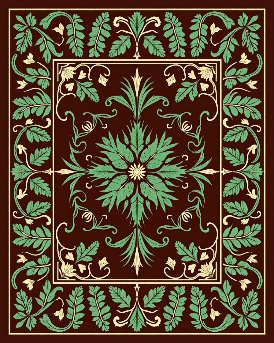 Rich Brown Emerald Botanical Garden Rug