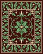 Rich Brown Emerald Botanical Garden Rug