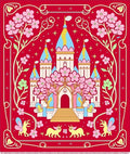 Red Floral Castle Whimsical Creatures Rug