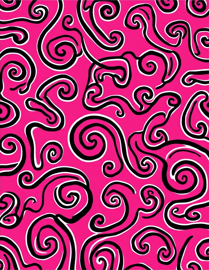 Vibrant Pink Swirl Abstract Rug