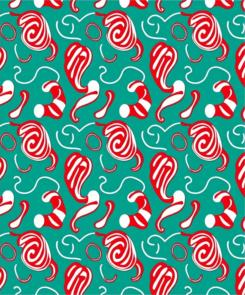 Red White Swirl Candy Cane Pattern Rug