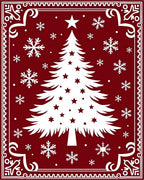 Crimson White Christmas Tree Snowflakes Rug